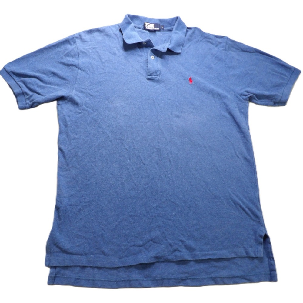 Polo Ralph Lauren Short Sleeve Shirt Cotton Men L Blue Embroidered Pony Logo Top